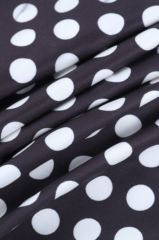 Polka Dot Ruched Halter Tie Back Crop Top