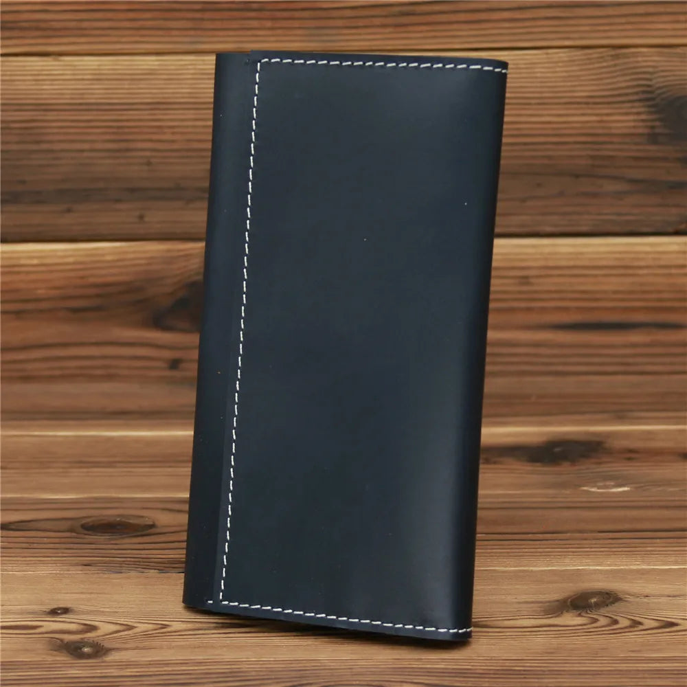 Men's Vintage Pull-Up Leather Long Wallet - Large Capacity Cowhide Clutch