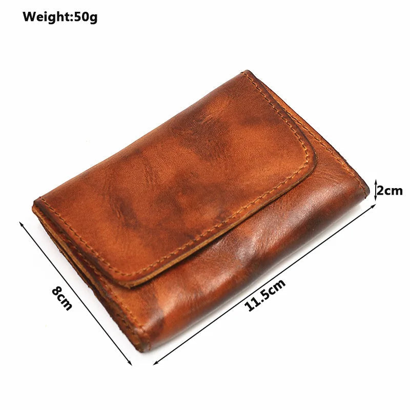 Handmade Leather RFID Zipper Wallet - Vintage Card Holder Coin Purse