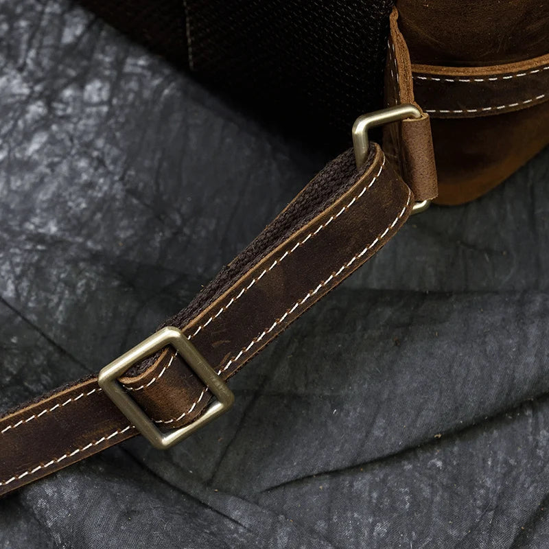 Vintage Crazy Horse Genuine Leather Backpack - Laptop Rucksack Student Bag