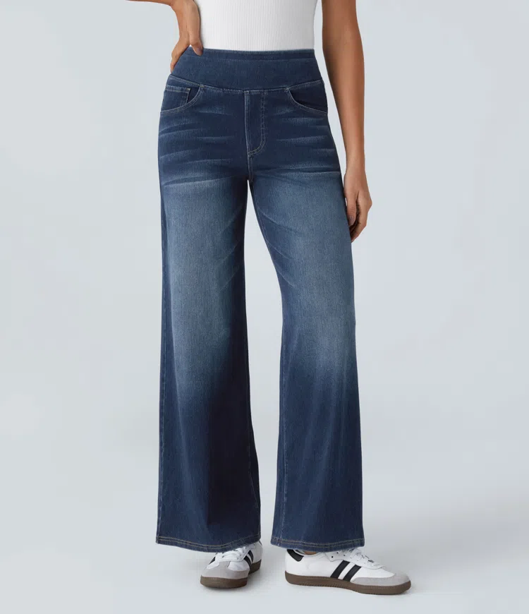 FlexiChic - Super Stretch High-Waisted Wide Leg Jeans + 50% OFF