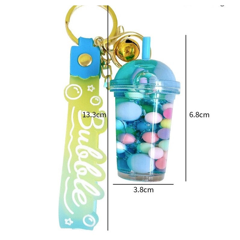 Acrylic Bubble Milk Tea Cup Keychain Charm