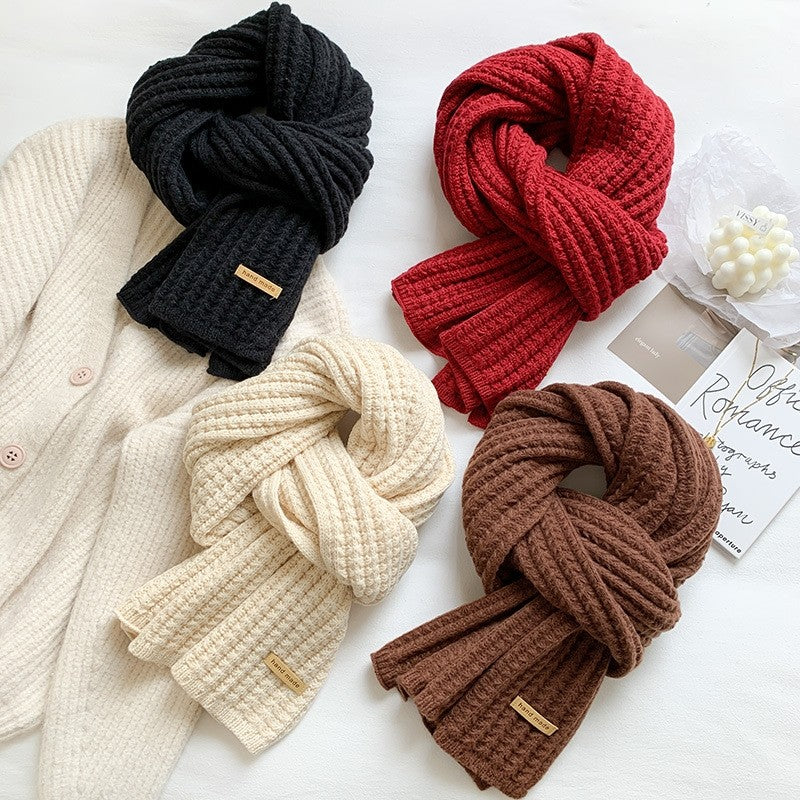 Solid Color Thick Warm Knitted Scarf
