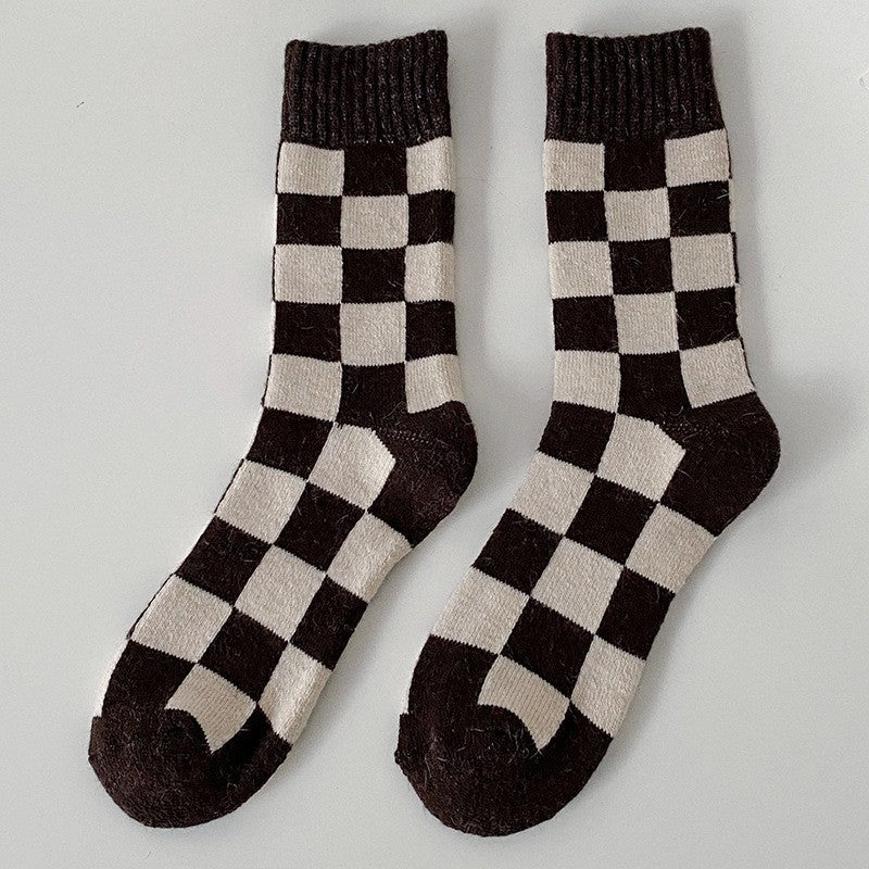 Women's Checkerboard Mid Calf Socks
