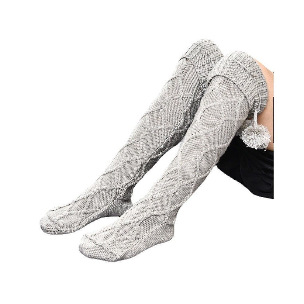 Solid Color Knee Over Stockings Knitted Socks