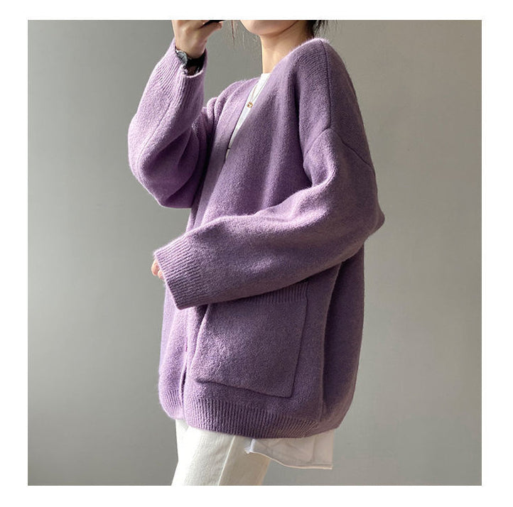 Loose Knit Cardigan – Oversized V-Neck Sweater | Soft & Cozy Casual Pullover