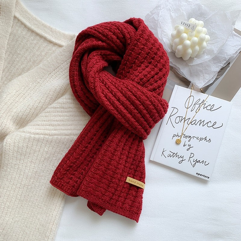 Solid Color Thick Warm Knitted Scarf