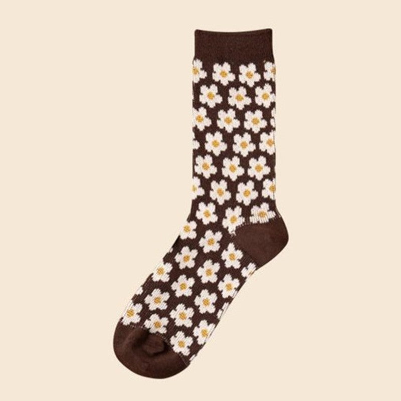 Vintage Geometric Print Mid Calf Socks