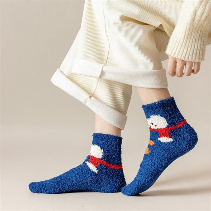 Christmas Cartoon Coral Fleece Terry Socks