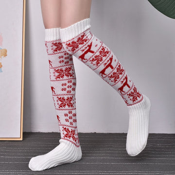 Knee Over Jacquard Knitted Warm Thickened Stockings Socks