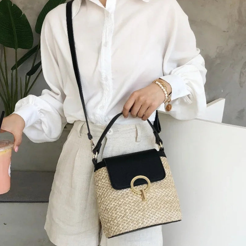 Beach Woven Bag for Women  Trendy Korean Bucket Style