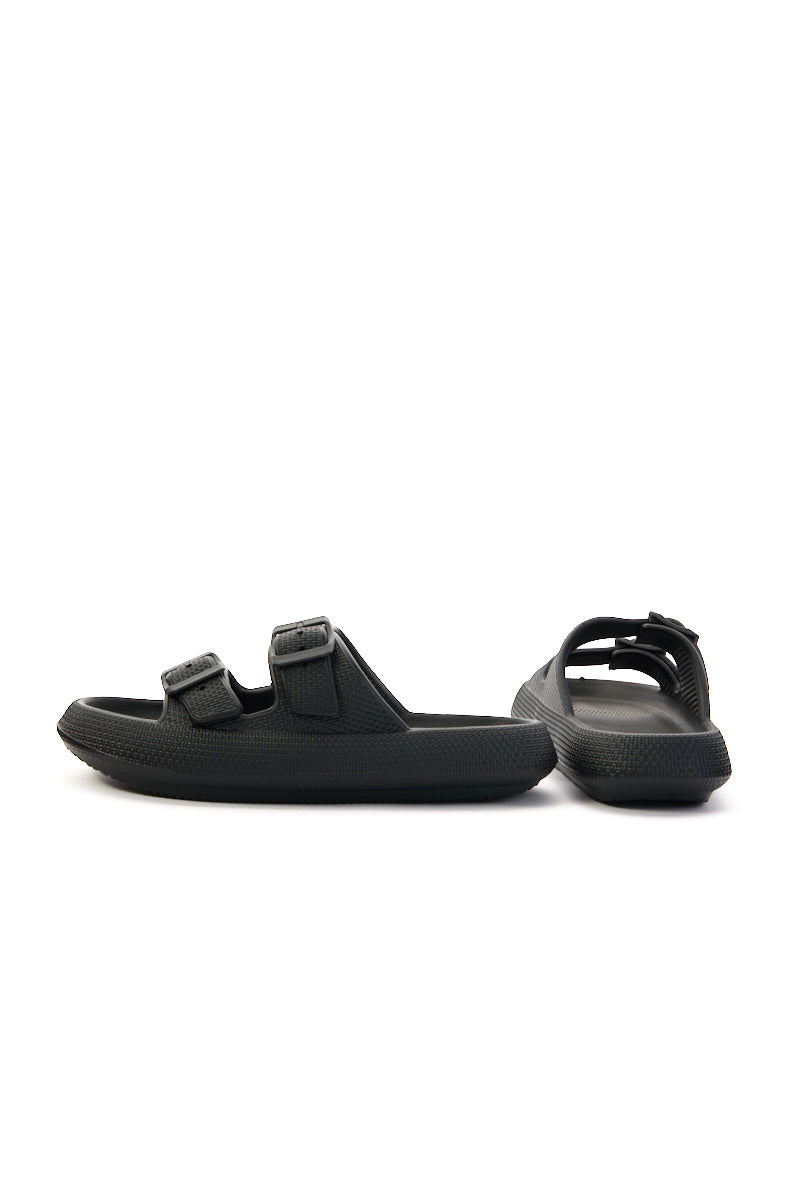 Marshmallow Step Double Strap Sandal - Black