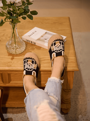 Kelilah Embroidered Linen Loafer - Black