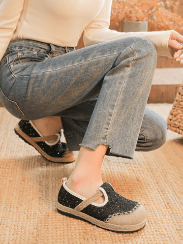 Renata Sparkle Linen Espadrilles - Black