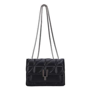 Elegant Black Mini Tartan Crossbody Bag - Adjustable Shoulder Strap Handbag
