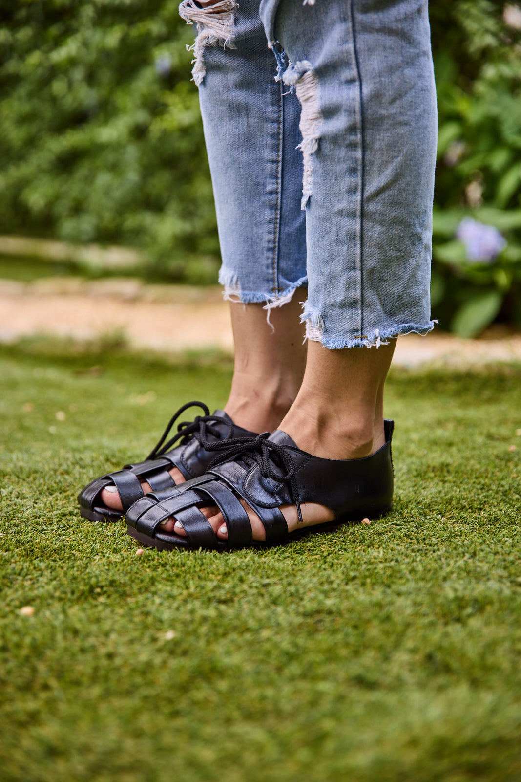 Daybreaker Leather Woven Sandal - Black