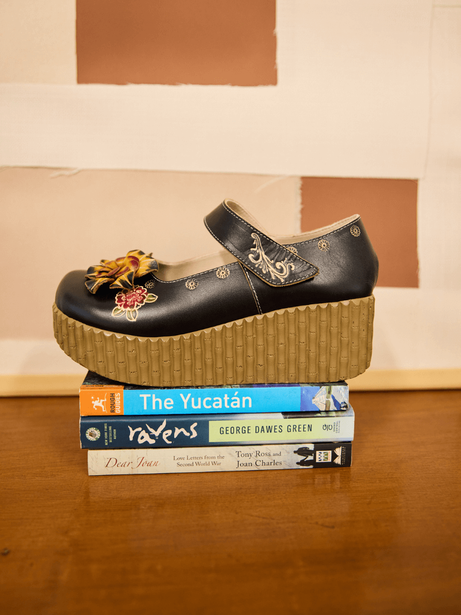 Chelsea Floral Leather Wedge Mary Jane