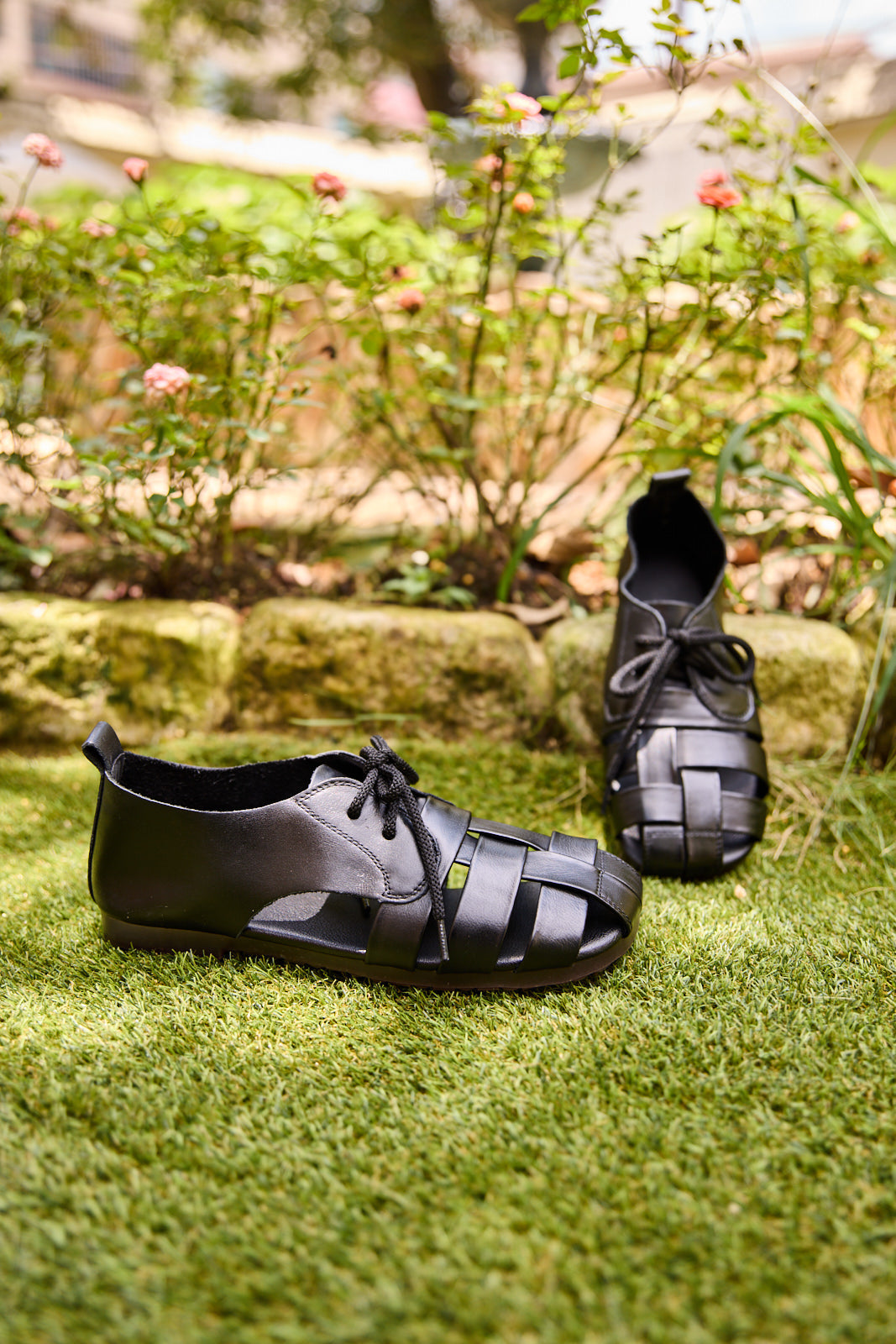 Daybreaker Leather Woven Sandal - Black