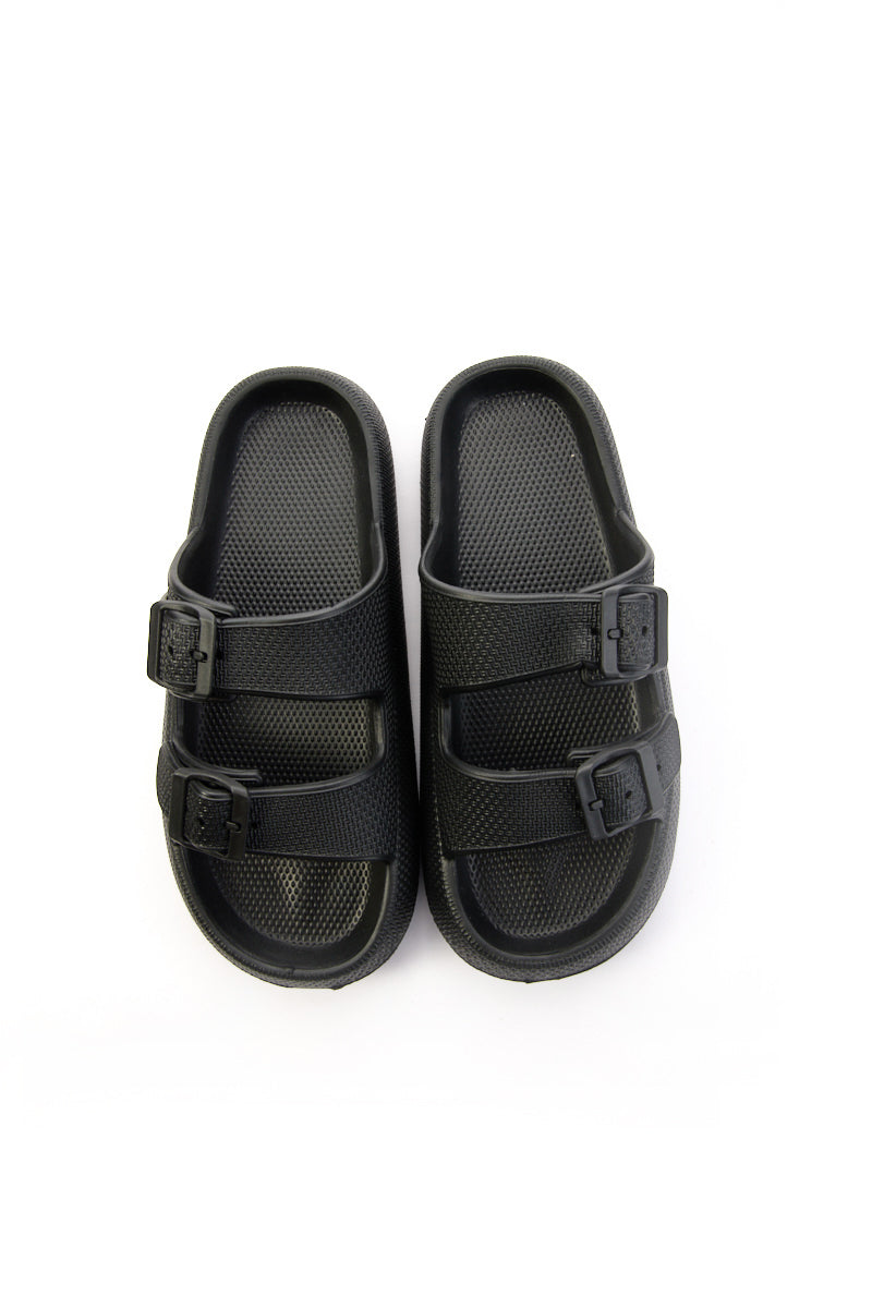 Marshmallow Step Double Strap Sandal - Black