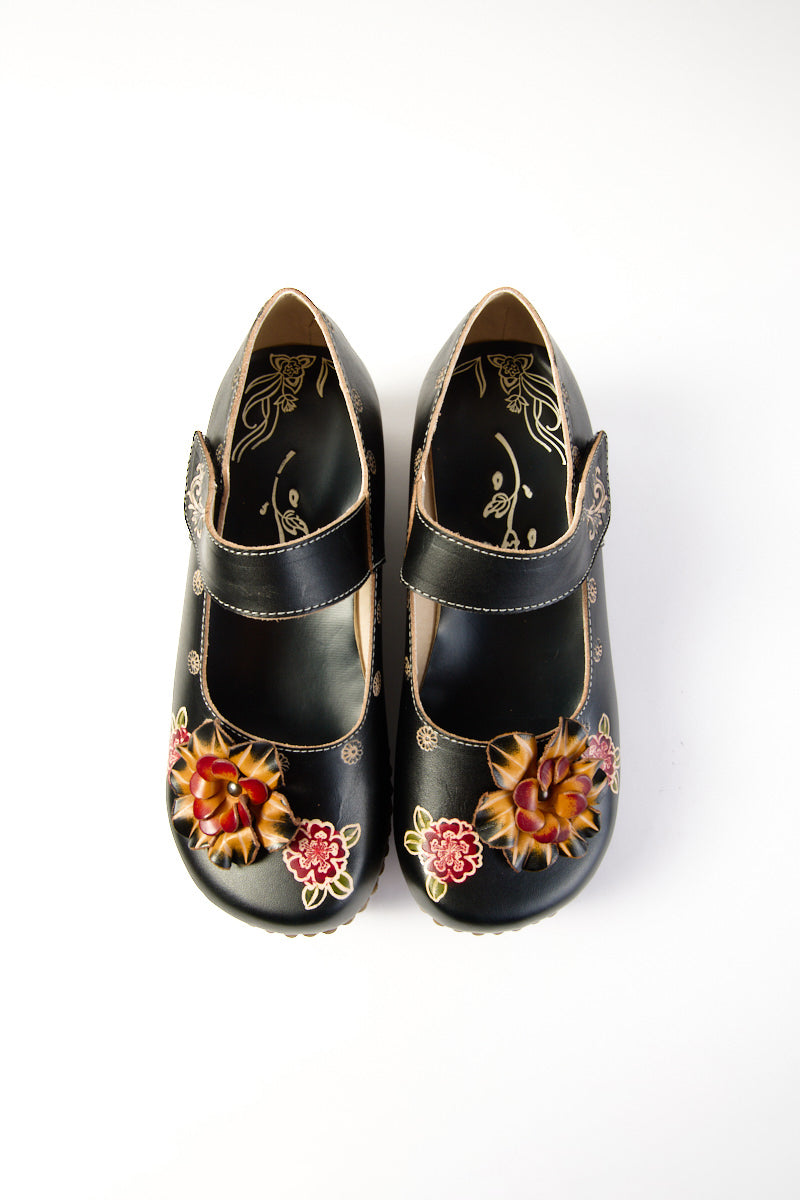 Chelsea Floral Leather Wedge Mary Jane