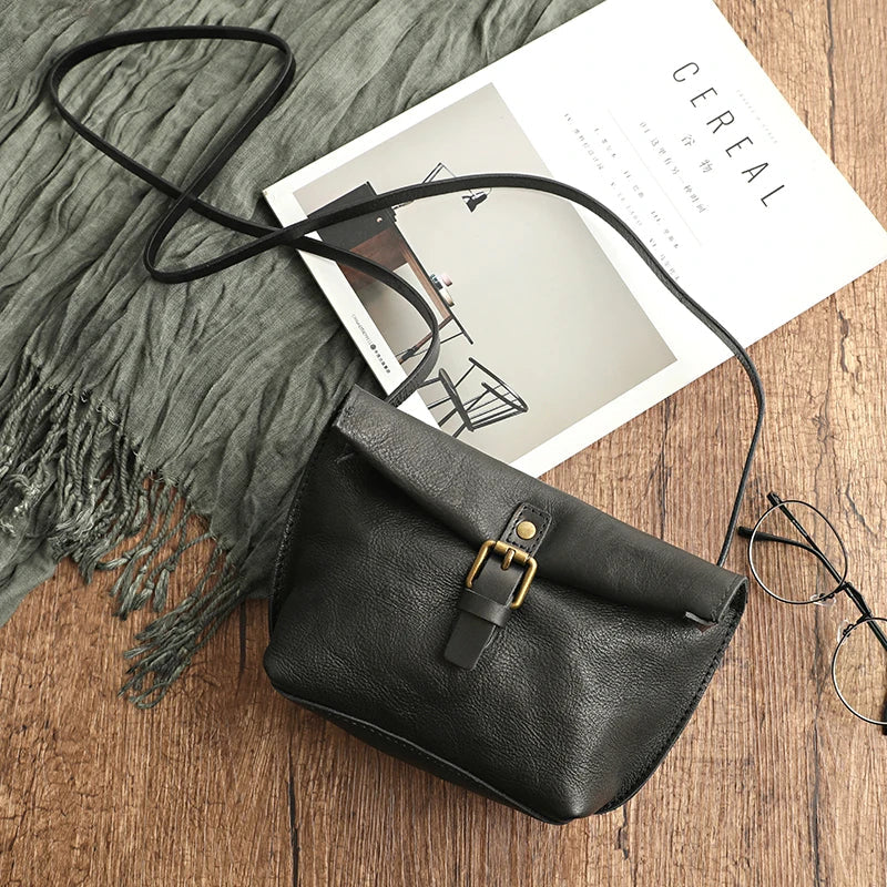 Genuine Leather Crossbody Bag Retro Small Messenger Purse