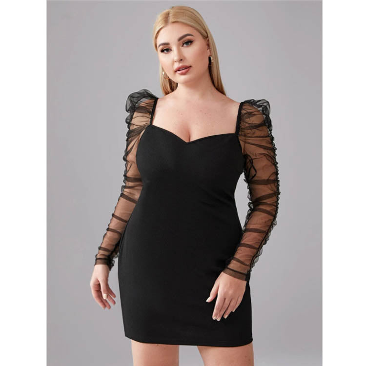 Black Tulle Plus Sizes Women Dresses-Dresses-Black-L-Free Shipping at meselling99