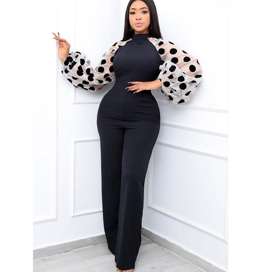 Sexy Stand Collar Long Sleeves Plus Sizes Jumpsuits