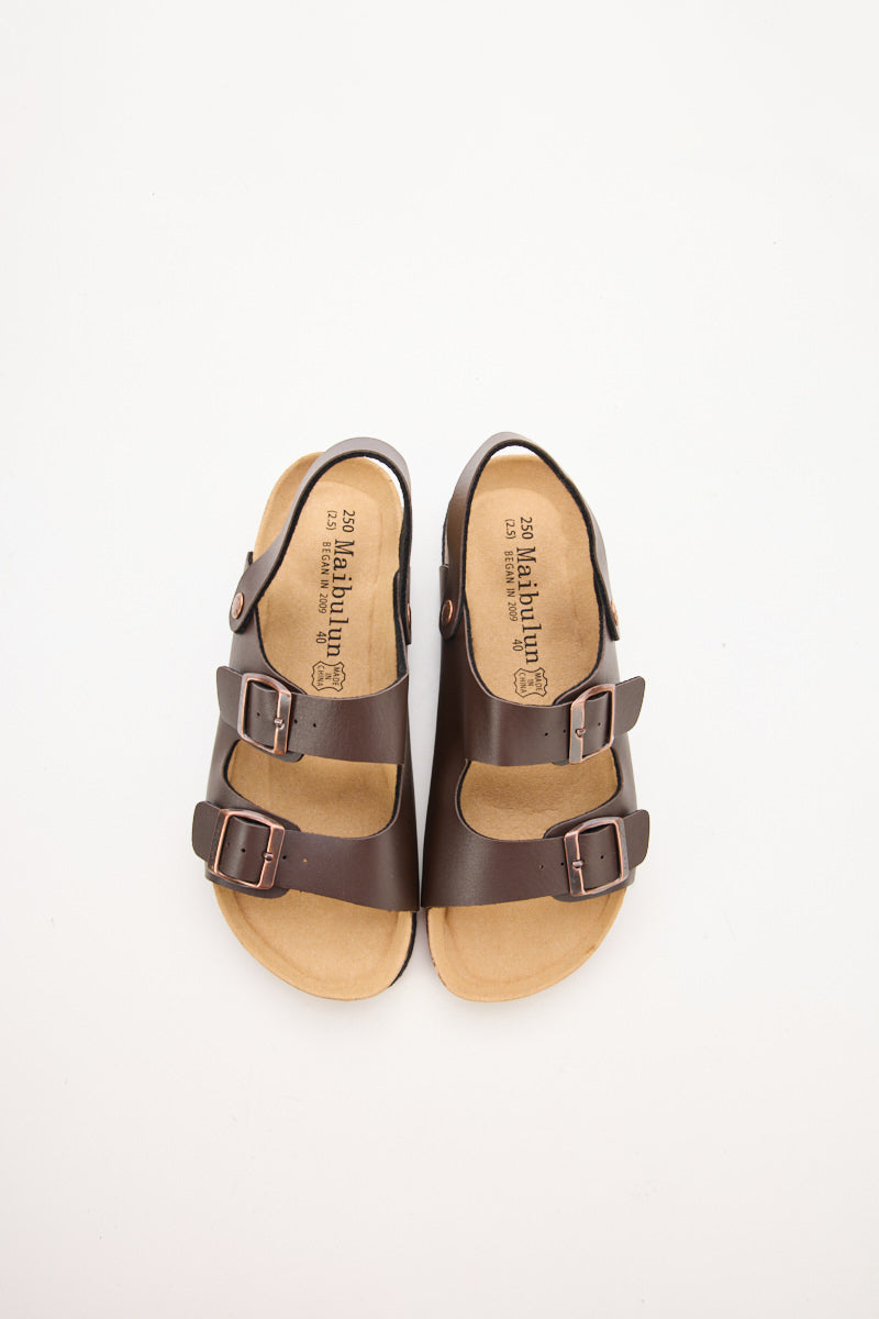 Double Strap Slingback Footbed Sandal - Brown