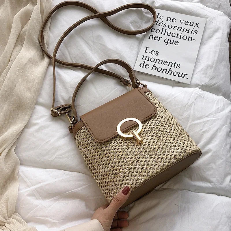 Beach Woven Bag for Women  Trendy Korean Bucket Style