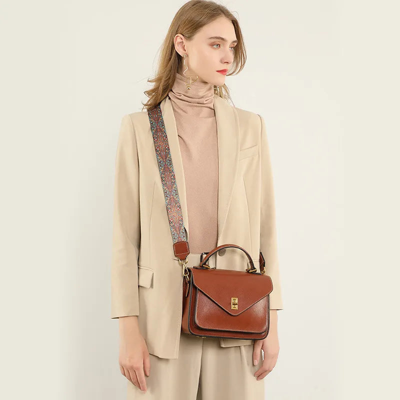 Real Cowhide Crossbody Bag  – Retro Designer Small Satchels