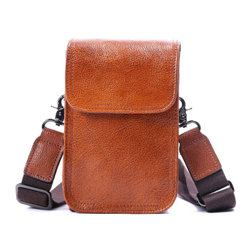 Genuine Leather Men's Shoulder Bag – Vintage Style Crossbody Phone Pouch