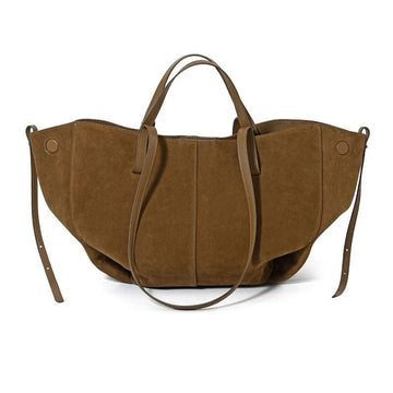 Women’s Leather Shoulder Tote – Frosted Cowhide Large Capacity Wing Bag