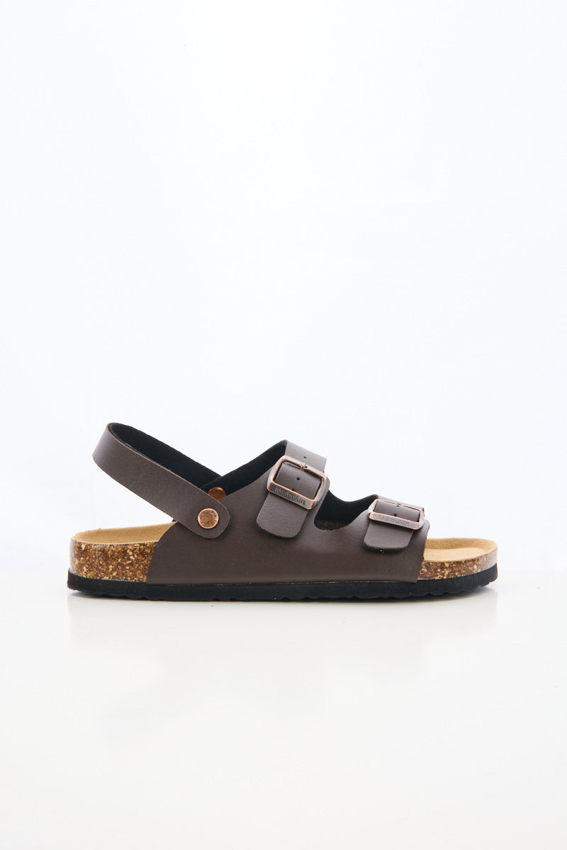 Double Strap Slingback Footbed Sandal - Brown