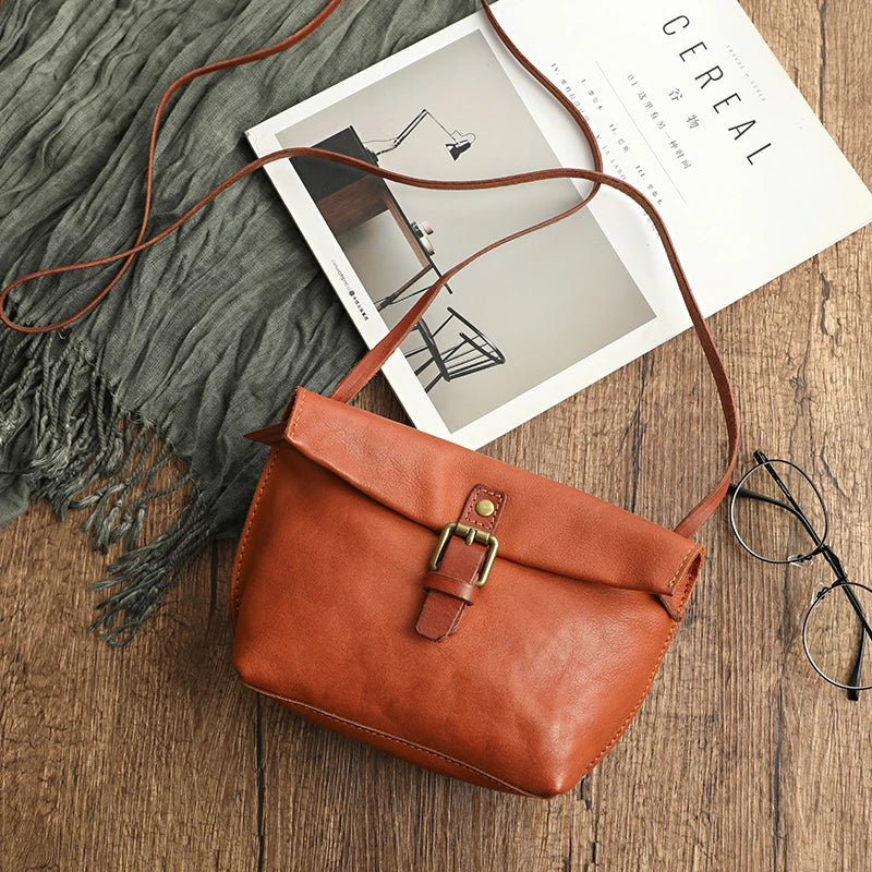 Genuine Leather Crossbody Bag Retro Small Messenger Purse
