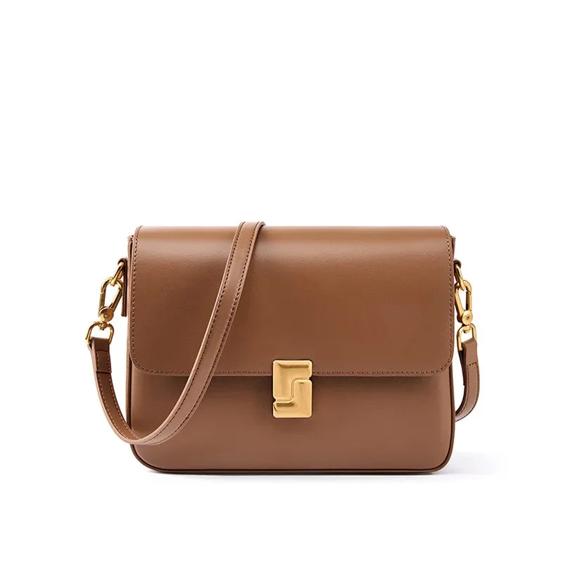 Genuine Leather Small Square Crossbody Bag - Women's Fashion Shoulder Handbags