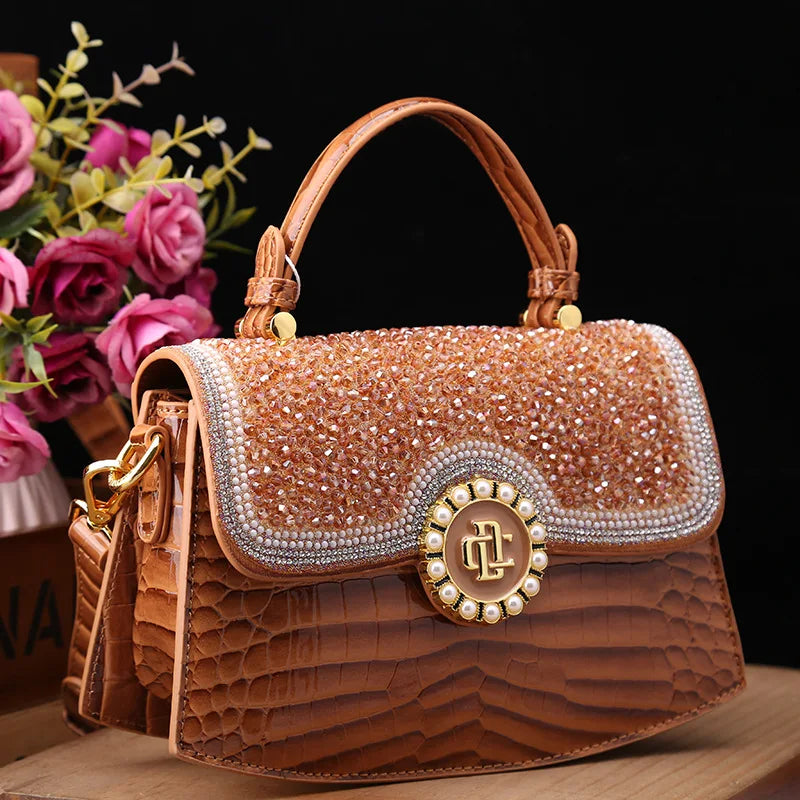 Crocodile Pattern Genuine Leather Women's Handbags - Portable Shell Tote Bags