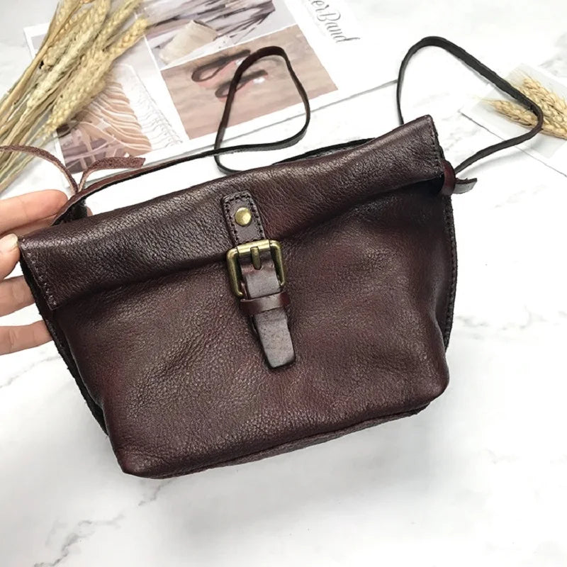 Genuine Leather Crossbody Bag Retro Small Messenger Purse