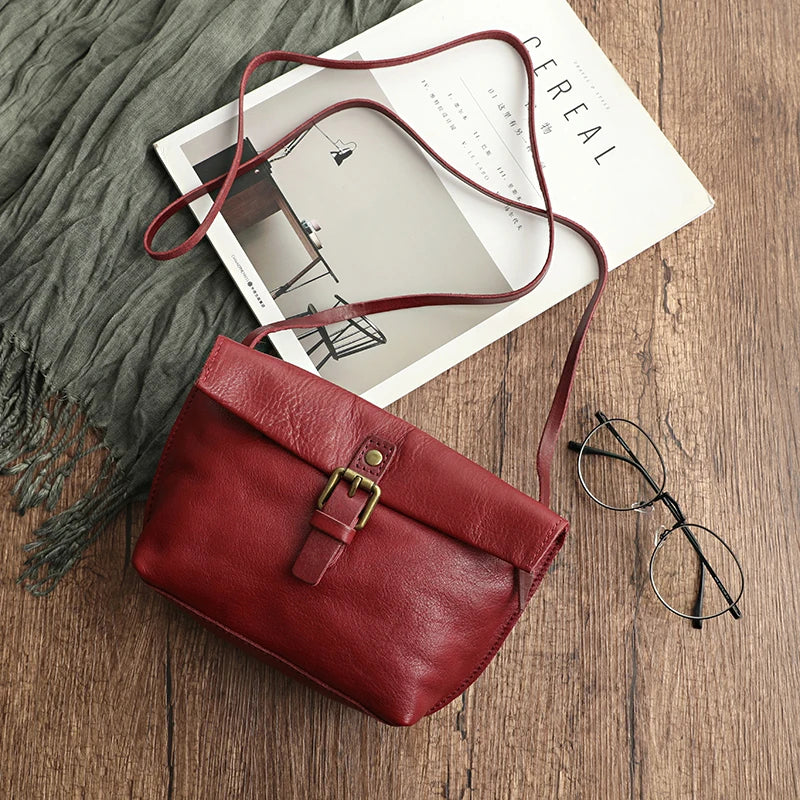 Genuine Leather Crossbody Bag Retro Small Messenger Purse