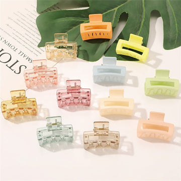 Transparent Macaron Color Rectangle Claw Clip