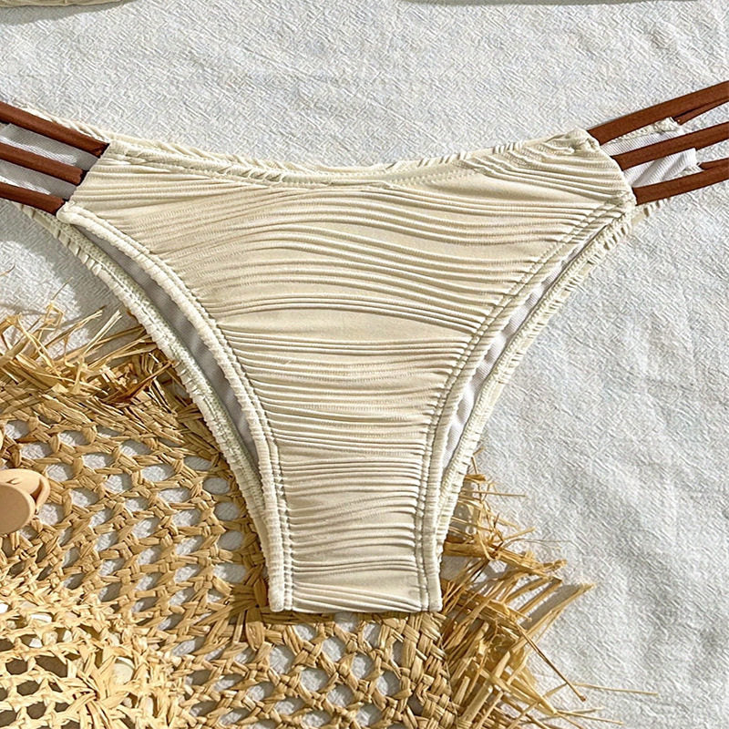 Bikini Swimsuit For Women, Two-Piece With Color Block And Ties
