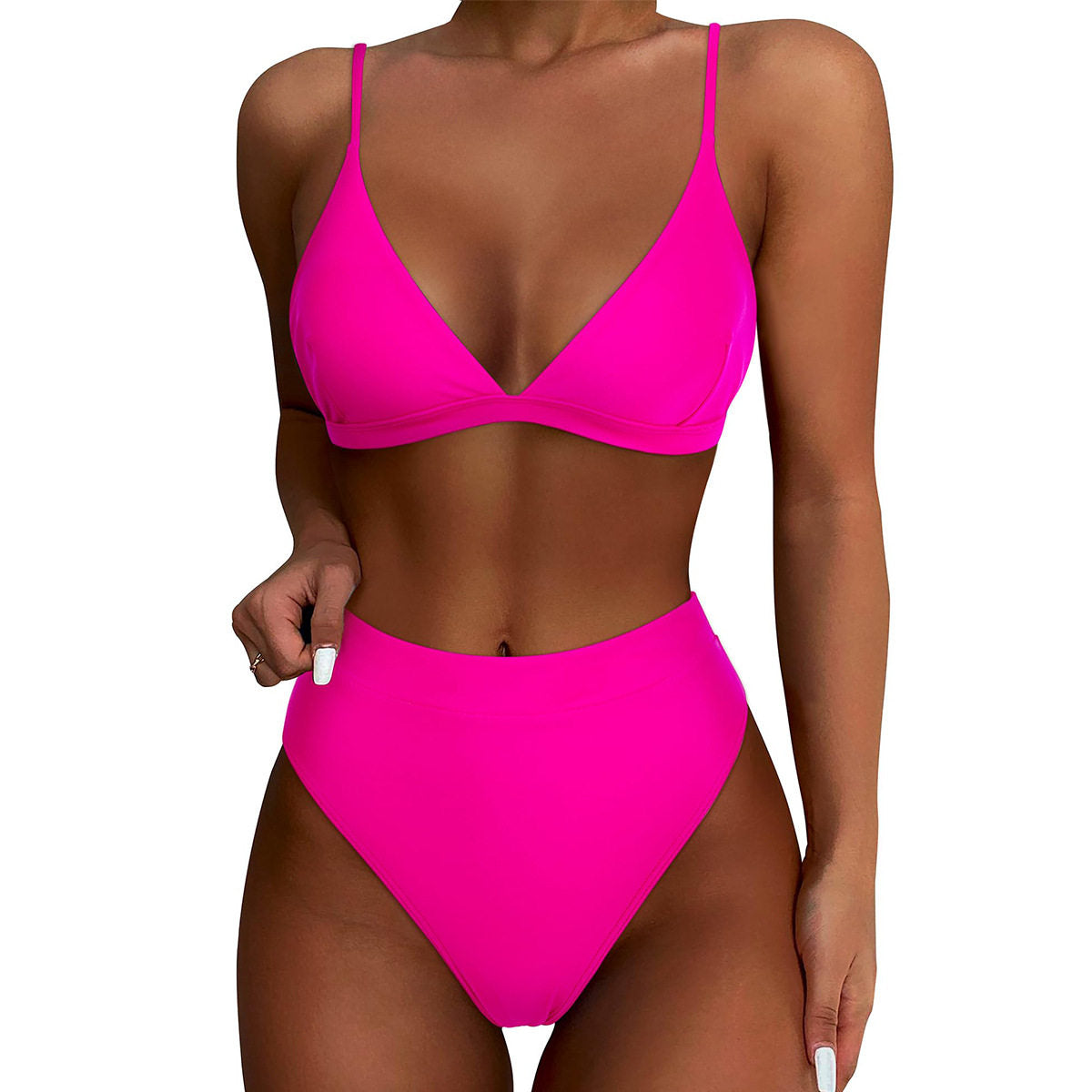 Women's Solid Color Bikini Set Backless Triangle Beach Swimsuit
