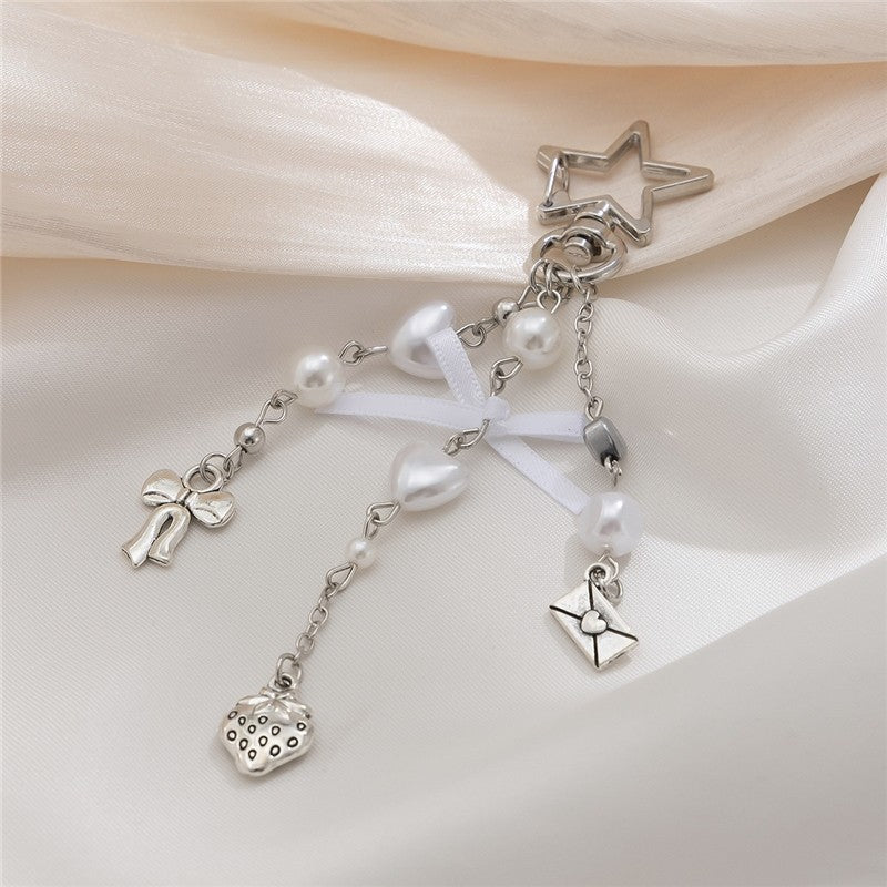 Strawberry Bow Flower Star Keychain Pendant