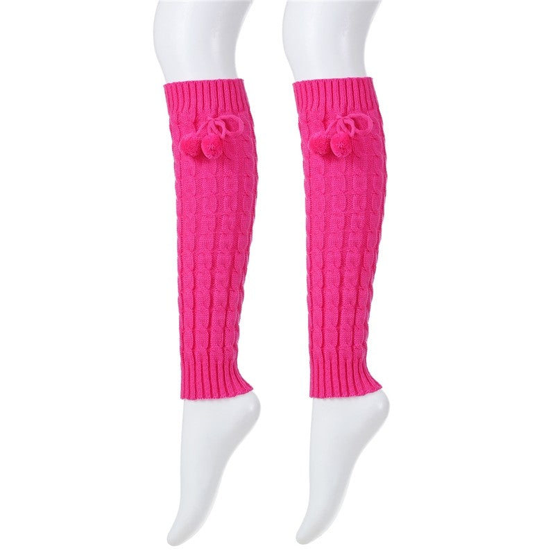 Knitted Eight-Character Braided Pompom Pileup Sock Cover