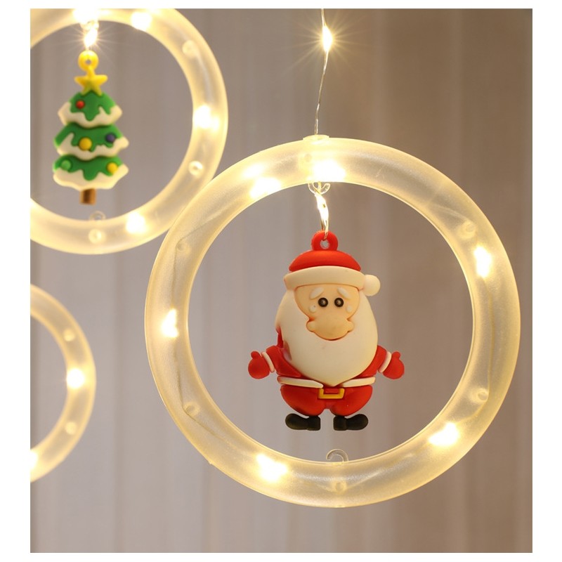 Father Christmas Window Decoration USB String Lights Masks