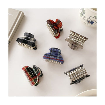 Plaid Print Small Hair Claw Clip