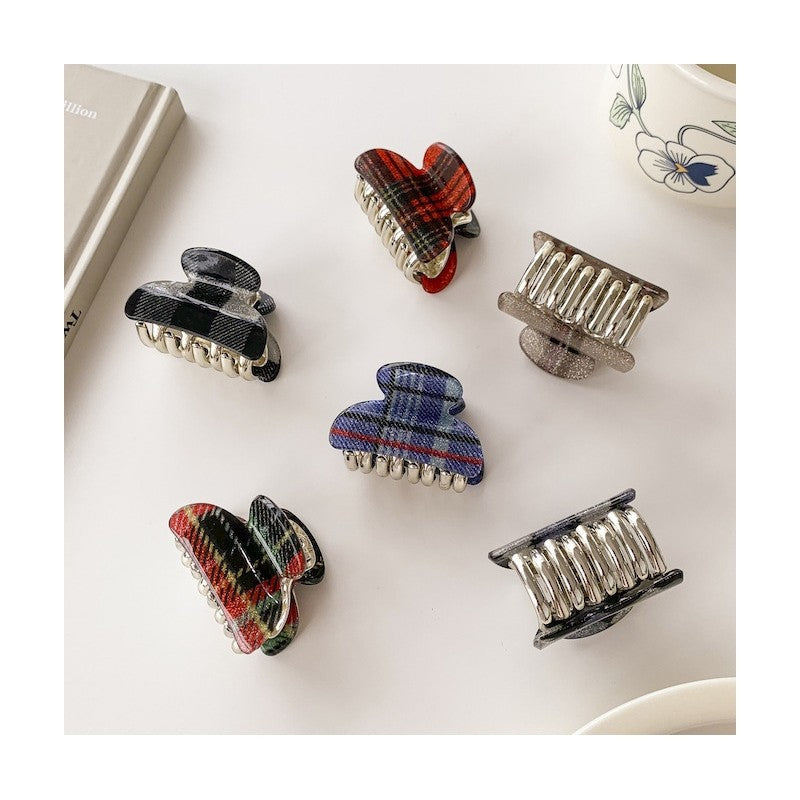 Plaid Print Small Hair Claw Clip