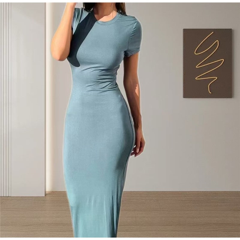 Spring Summer Solid Color Bodycon Sleeveless Dress