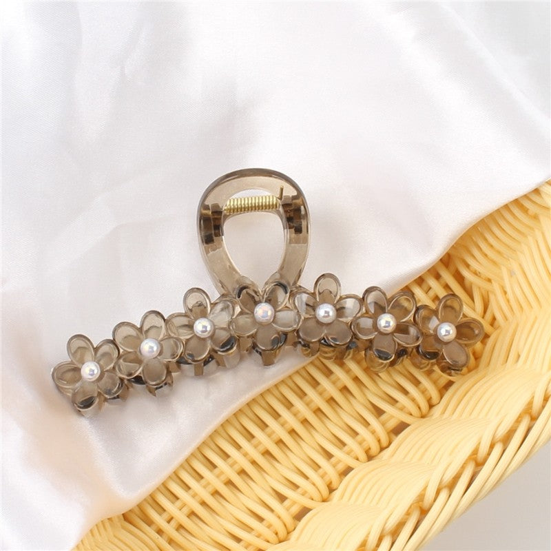 Small Flower Solid Color Claw Clip