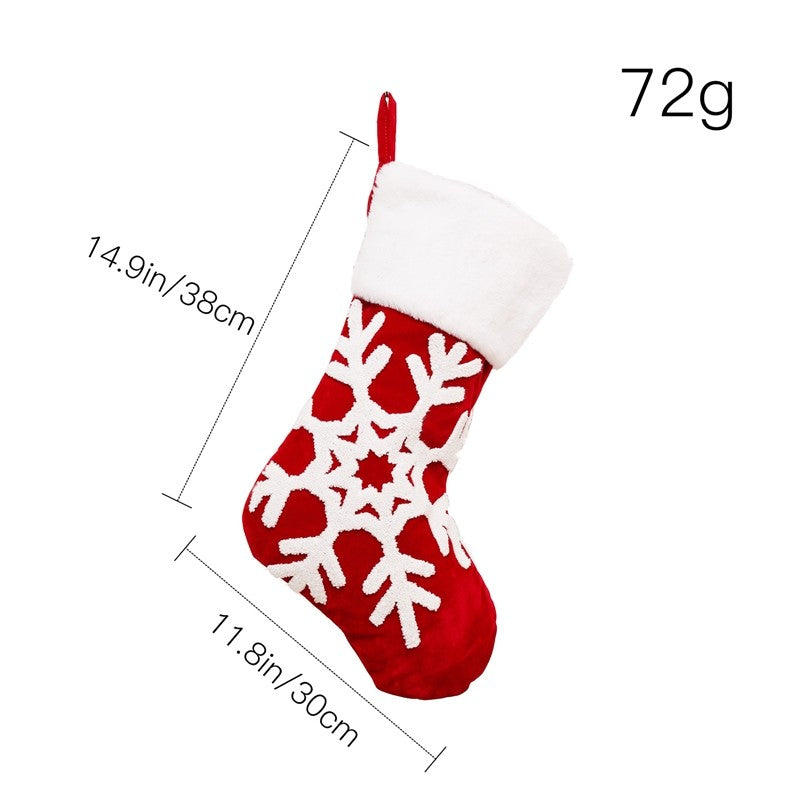 Large Embroidered Snowflake Elk Socks Gift Bag Christmas Decoration