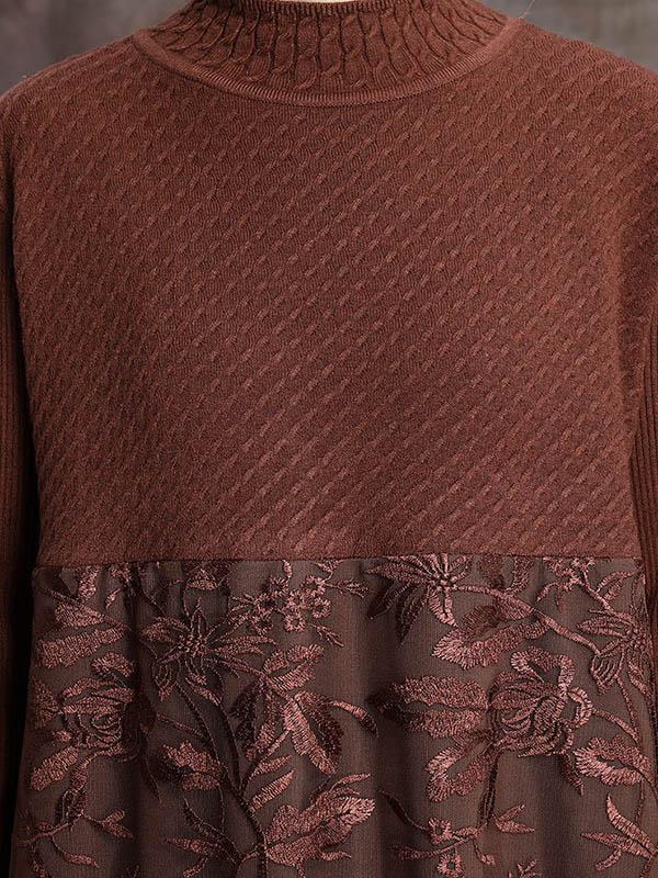 Original Lace Split-Joint Knitting Dress-Midi Dress-Free Shipping at meselling99